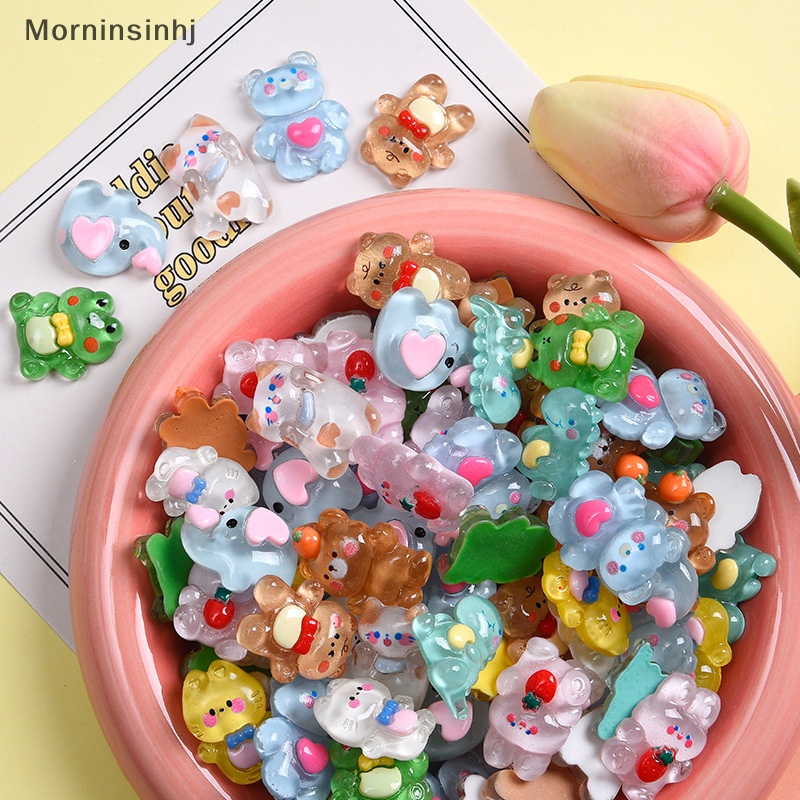 Mornin 10Pcs Kartun Hewan Resin Datar Kembali Patung DIY Perhiasan Craft Scrapbook Dekorasi id