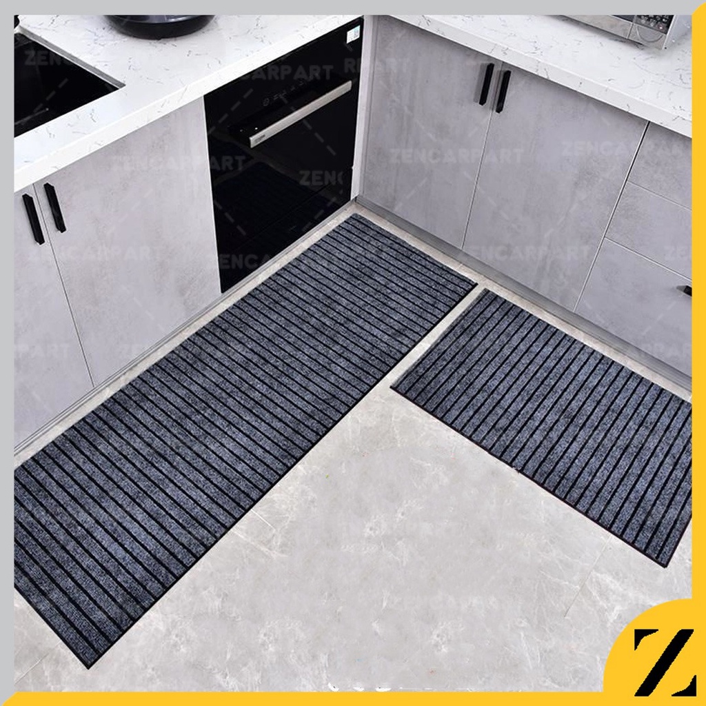 Keset Kaki Motif Garis Anti Slip Lantai Teras Kamar Mandi 40x60 TEBAL Karpet Stripe Salur Garis Lorong Dapur Wc Anti Licin