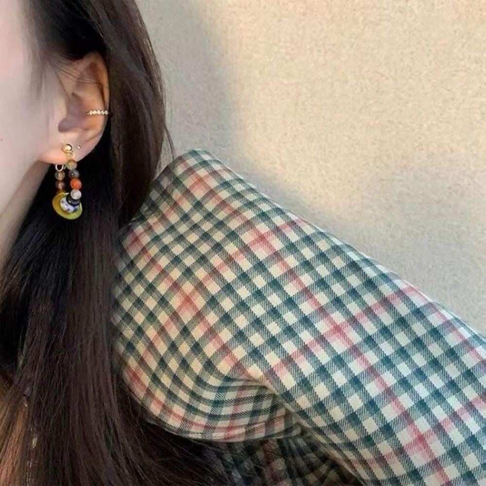 Mxbeauty Anting Hoop Manik-Manik Korea Vintage Ear Studs Colorful Bohemia Perhiasan Aesthetic Untuk Hadiah