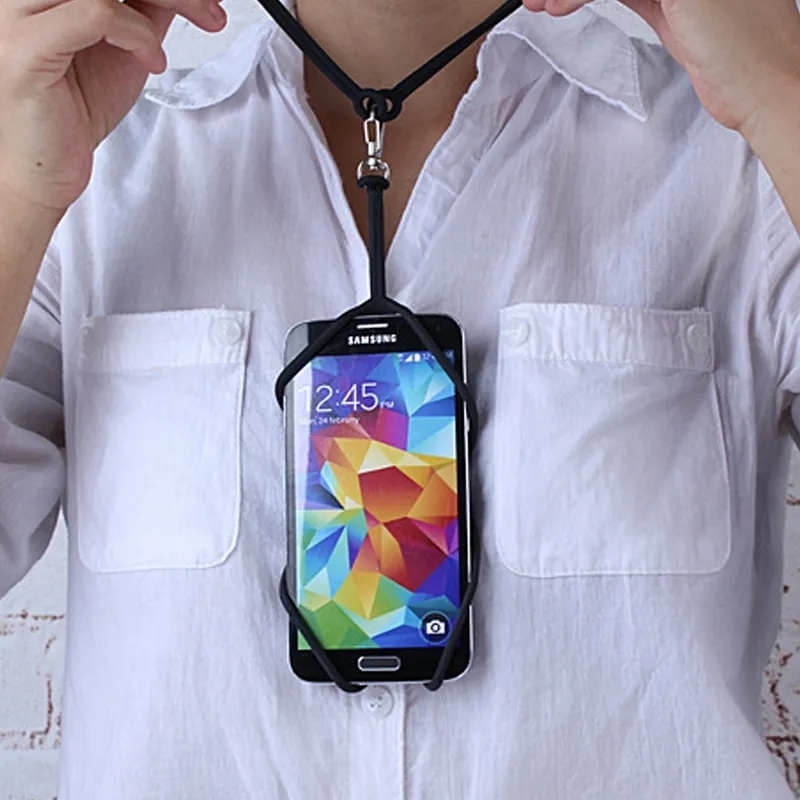 1pc Silikon Random Phone Holder Dengan Lanyard/Phone Neck Stretch Strap Tali Kalung Telepon Universal Untuk Berjalan Hiking Mendaki Olahraga Luar Ruangan