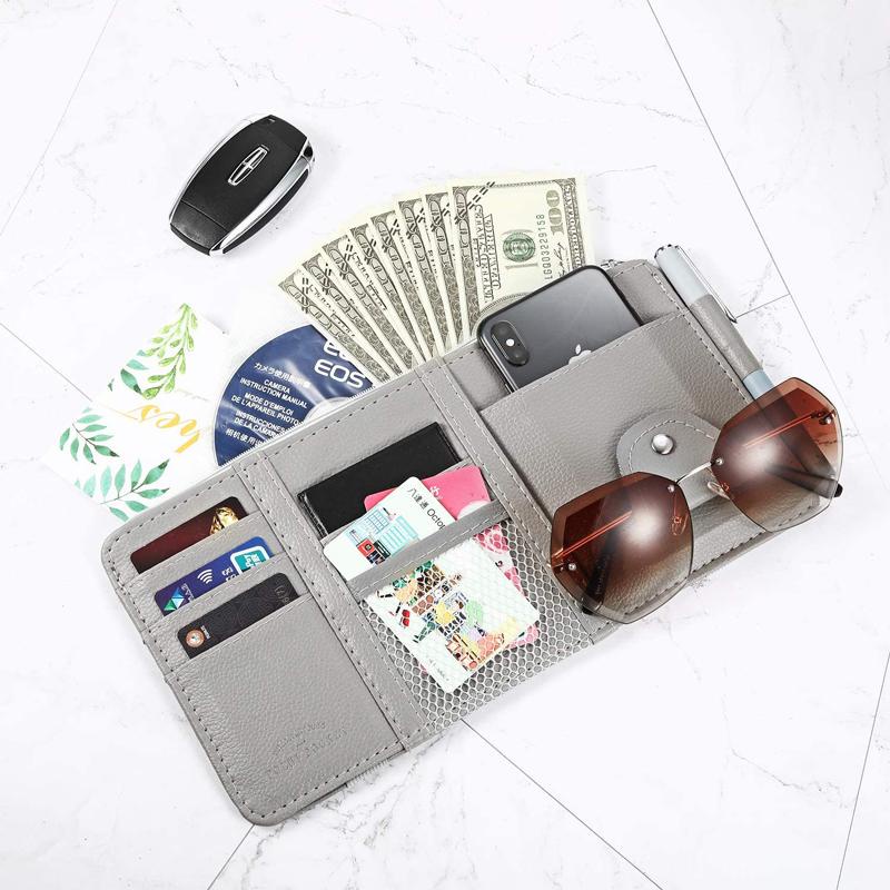 Dompet Mobil Tempat Kacamata Kartu Etoll Sun Visor Car Organizer Pu Leather