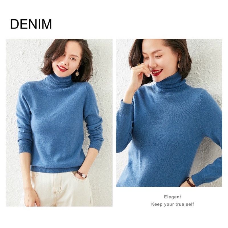 (B085) Turtleneck Blouse knit turtle neck atasan