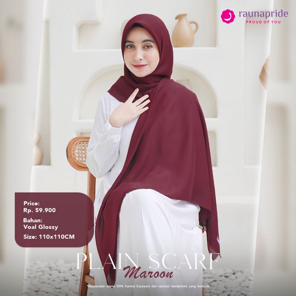 Hijab RAUNA Segiempat Voal / Plain Scarf / Fashion Muslim