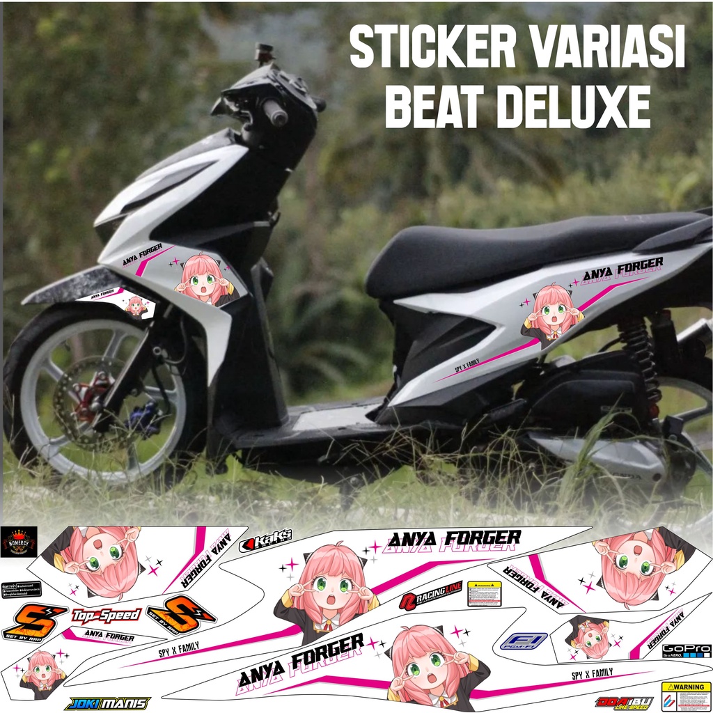 COD STRIPING STICKER VARIASI HONDA BEAT DELUXE MOTIF ANYA FORGER TERLARIS NOMERCY STICKER