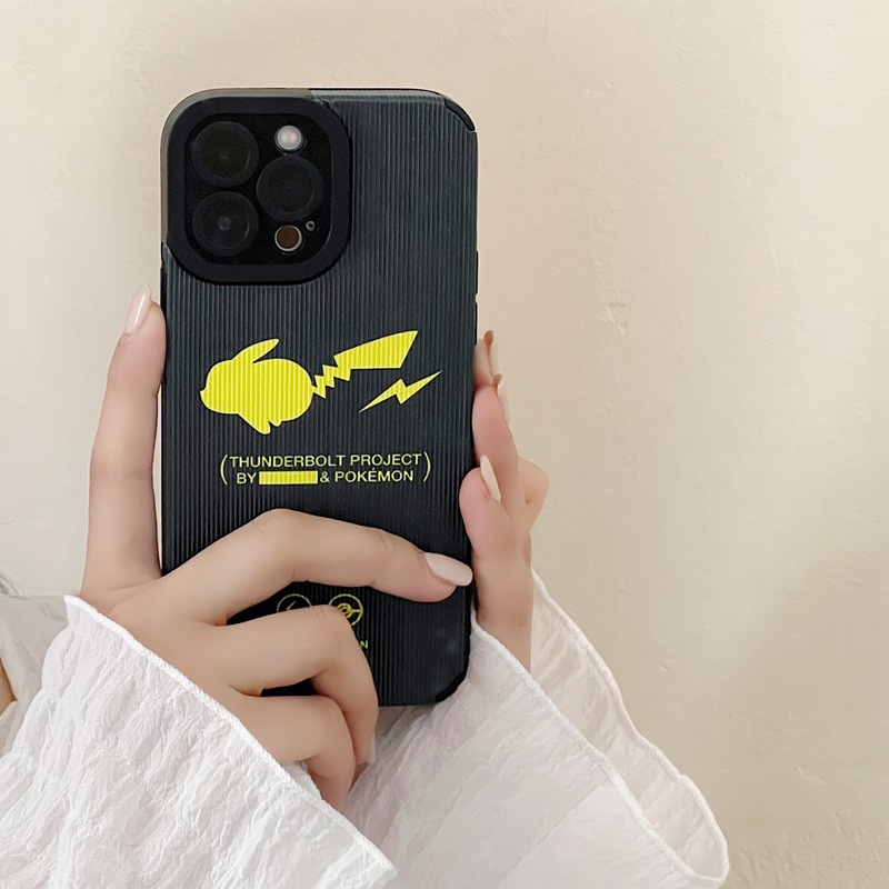 Samsung Leather Softcase Galaxy A21S A12 A32 A01 A03S A11 A12 A20S A50S A30S A51 A71 A52S A53 A73 S20 S10 FE Plus S21 S22 Ultra Cute Black Pikachu Cartoon Men's