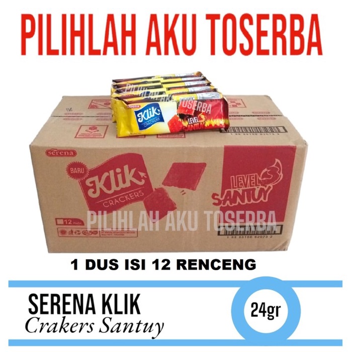 Biskuit Serena KLIK crackers level SANTUY - ( HARGA 1 DUS isi 12  )