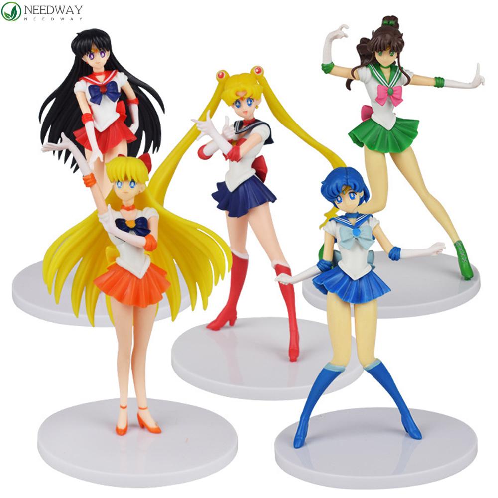 NEEDWAY Hiasan Dekorasi Kue Mainan PVC Lucu Model Boneka Moon Power Sailor Moon Figure