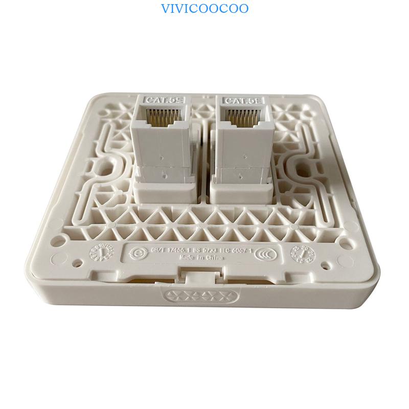 Vivi Female To Female CAT5E RJ45 LAN Colokan Dinding Internet Colokan Lurus Outlet Gigabit Dual-Pass Wall Panel3 4x3 4in