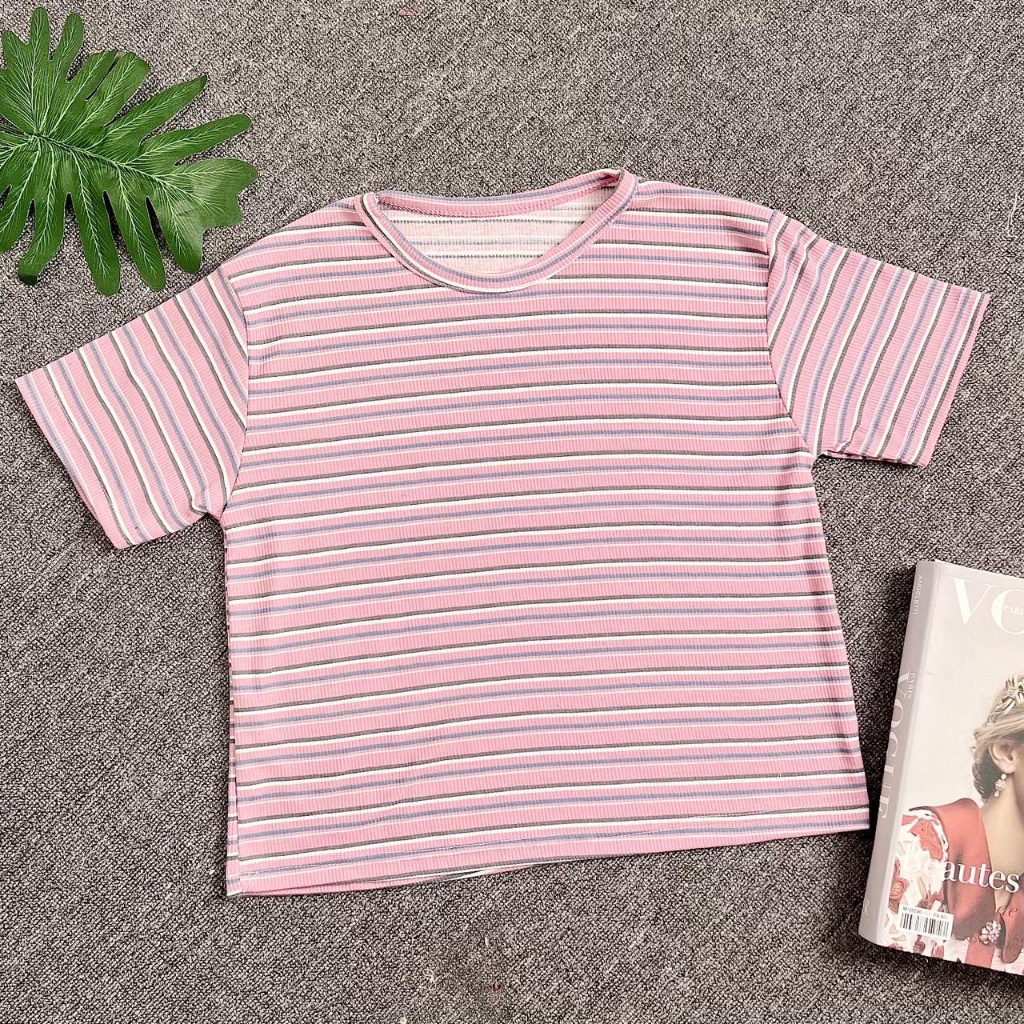 BEFAST - ZEC OOTD WANITA TSIRT ANGGI / Hanna JUMBO Ribbed Crop Top XL / Atasan Wanita Lengan Pendek / Kaos Motif Garis-Garis Terbaru / Pakaian Casual Remaja ABG Trendy / OOTD Wanita Ala Korean Style / Tshirt Kekinian Remaja ABG Terlaris