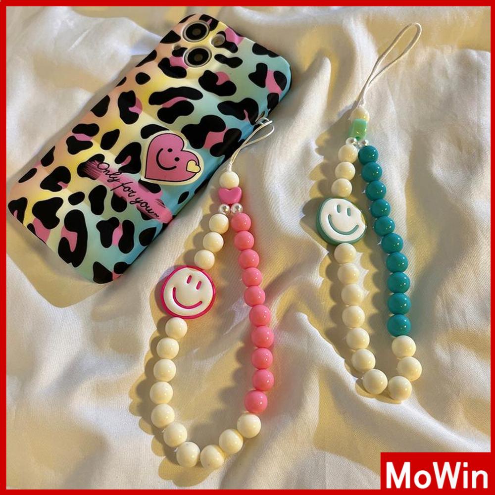 Case Ponsel Lanyard Gelang Manik-manik Berwarna-warni Yang Indah Berbagai Macam Gaya Smiley Heart Beads Kompatibel dengan Casing iPhone Berbagai Macam Warna