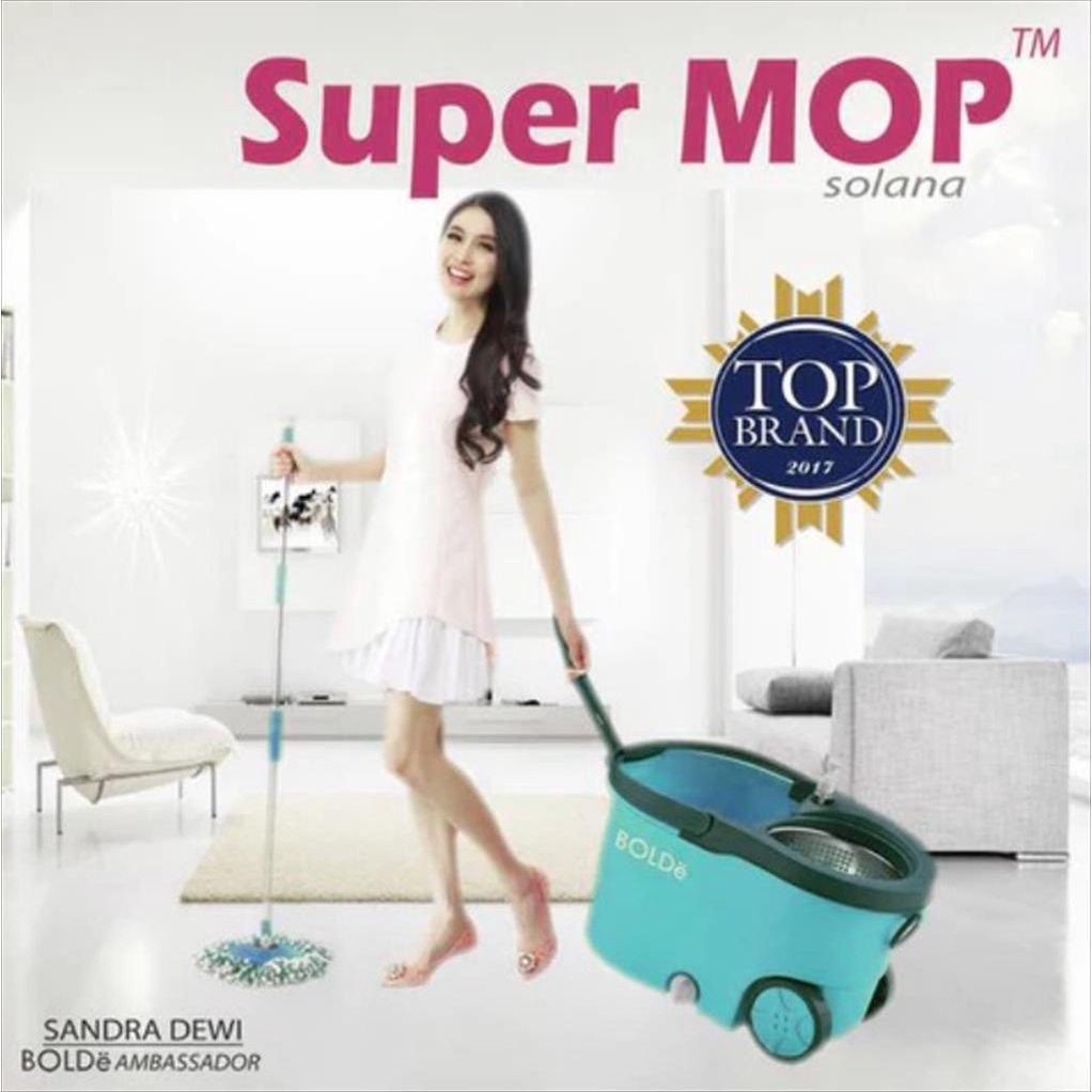 BOLDe Super Mop SOLANA - Alat Pel Pembersih Lantai Stainless + Roda