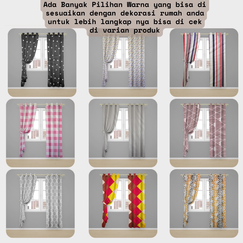 Gorden Jendela Gorden Pintu minimalis size L120cm X T225cm smokering Katun Free Tali&amp;hook gordeng hordeng kordeng