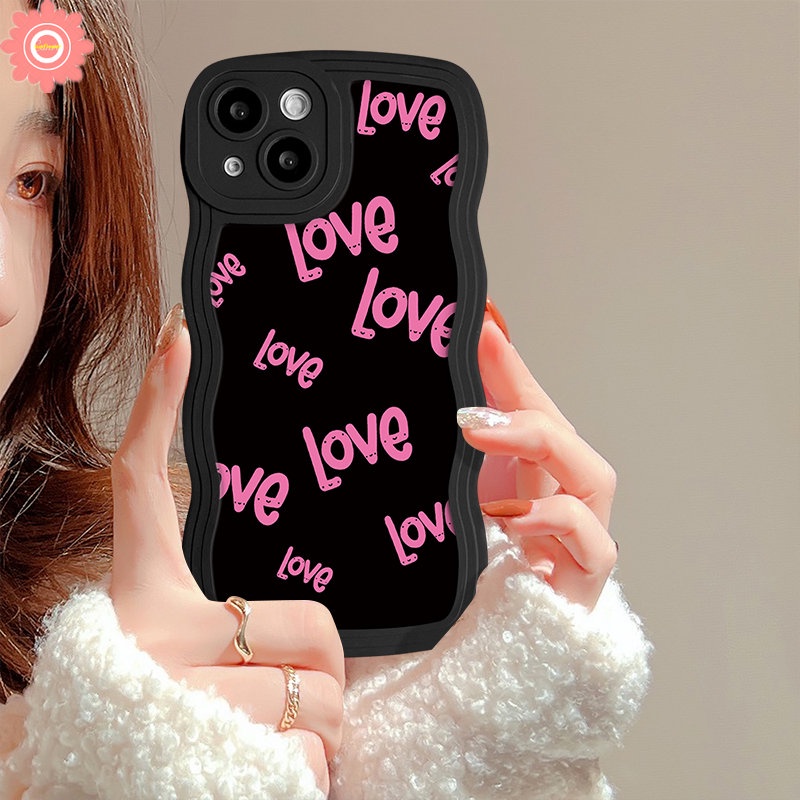 IPHONE Casing Ponsel Huruf Inggris Graffiti Kompatibel Untuk Iphone11 14 13 12 Pro Max 7Plus XR X7 6s 8 6 14 Plus XS Max SE 2020simple Alphabet Love Lembut Bergelombang Pinggiran TPU Cover