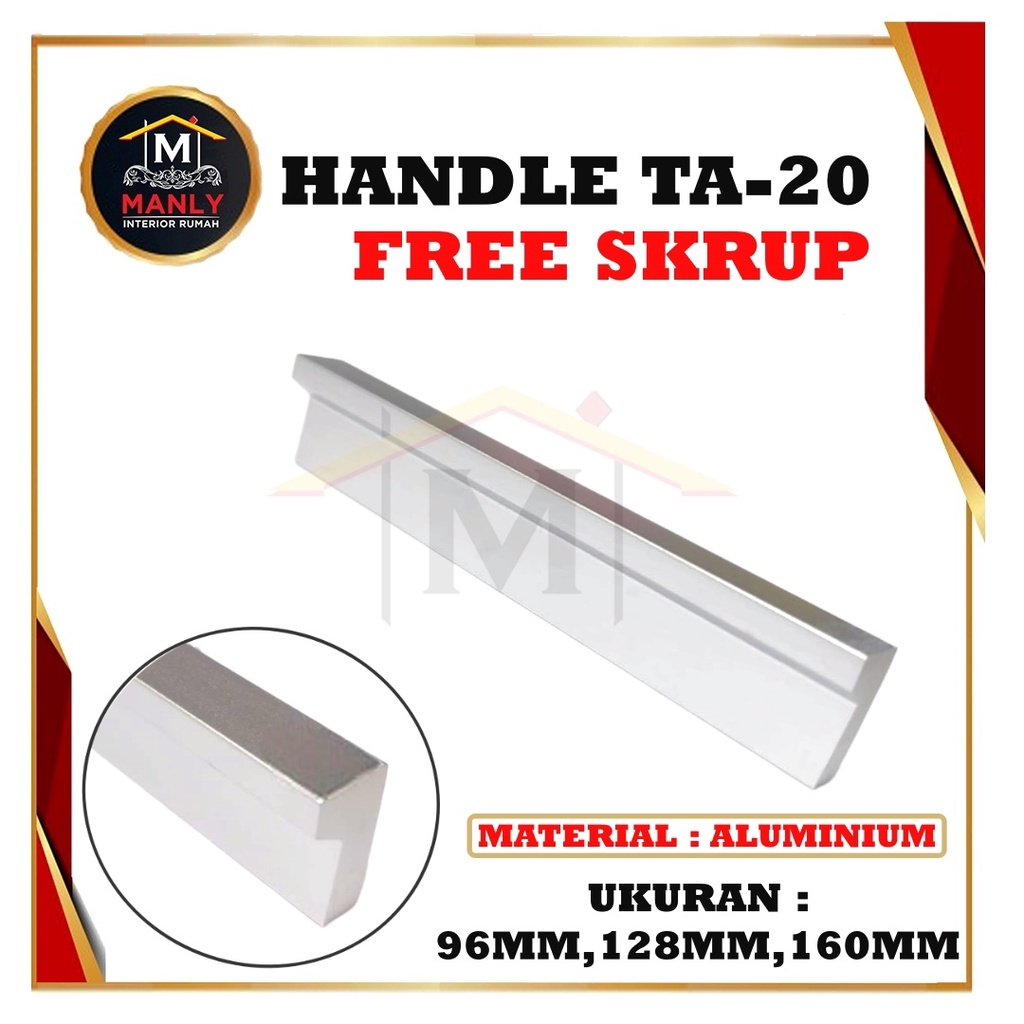 Handle Tarikan Lemari Laci Alumunium HUBEN TPA 20 - 96MM/128MM/160MM