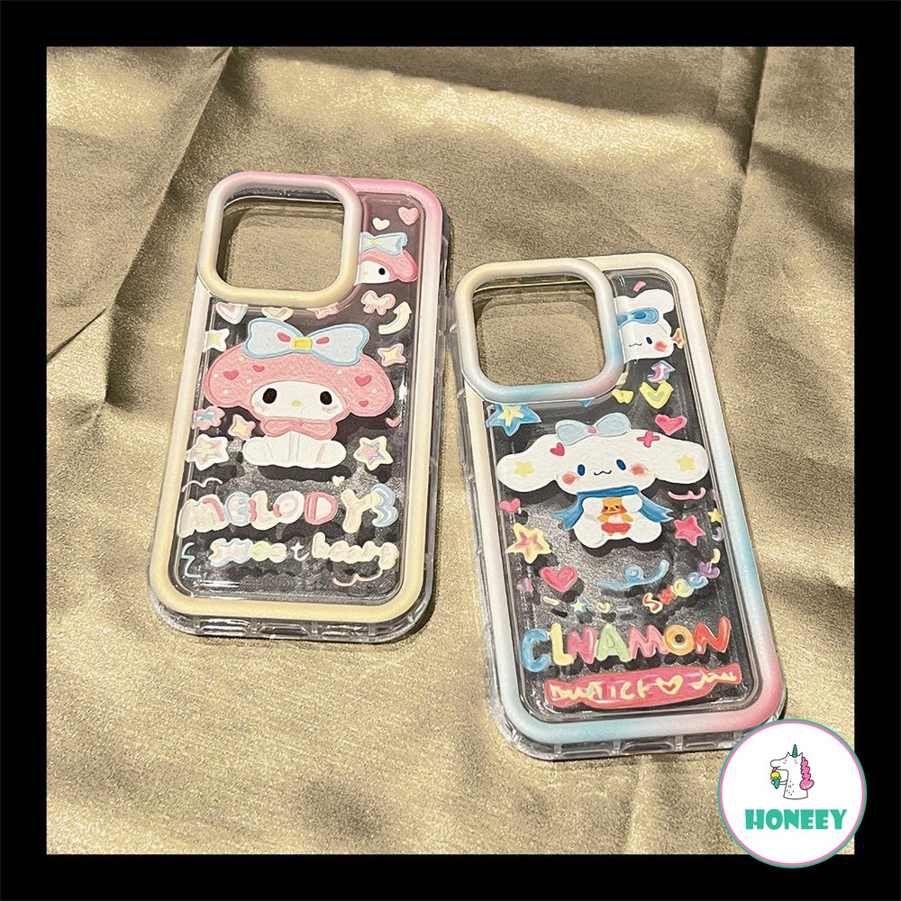 Kartun Melody Cinnamoroll Ponsel Case Kompatibel Untuk iPhone 14 Pro 12 13 Pro Max Case iPhone 11xr XS 8 7Plus Lembut Silikon Airbag Ponsel Cover