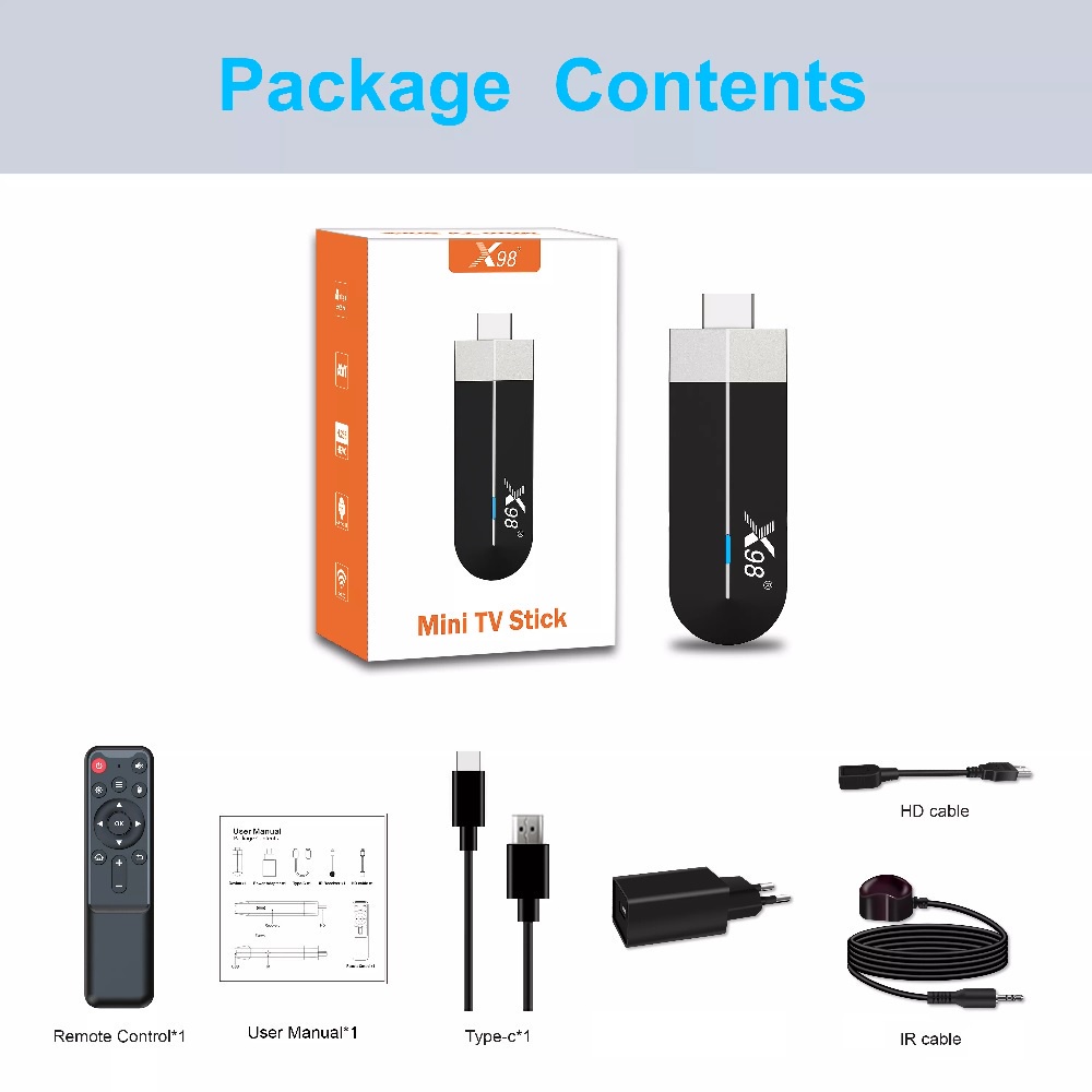 AKN88 - X98 S500 - Android OS Smart TV Stick 4K UHD - RAM 2GB ROM 16GB