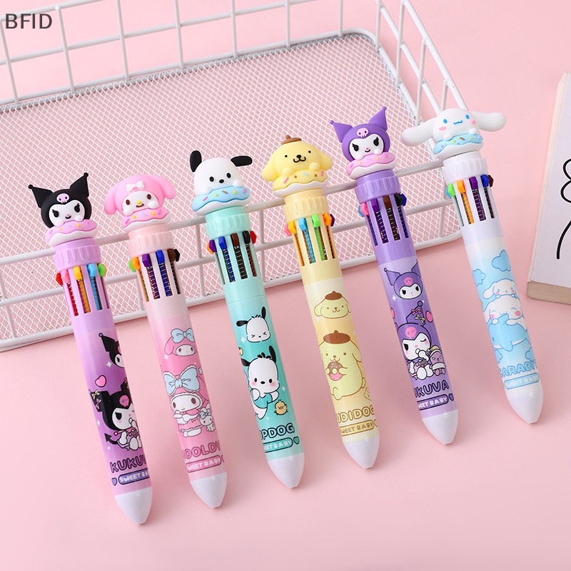 [BFID] Bolpoin Kartun Kuromi Hello Kitty Cinnamoroll 10warna Alat Tulis Siswa Sekolah Serut Wrirte Mark Pen [ID]