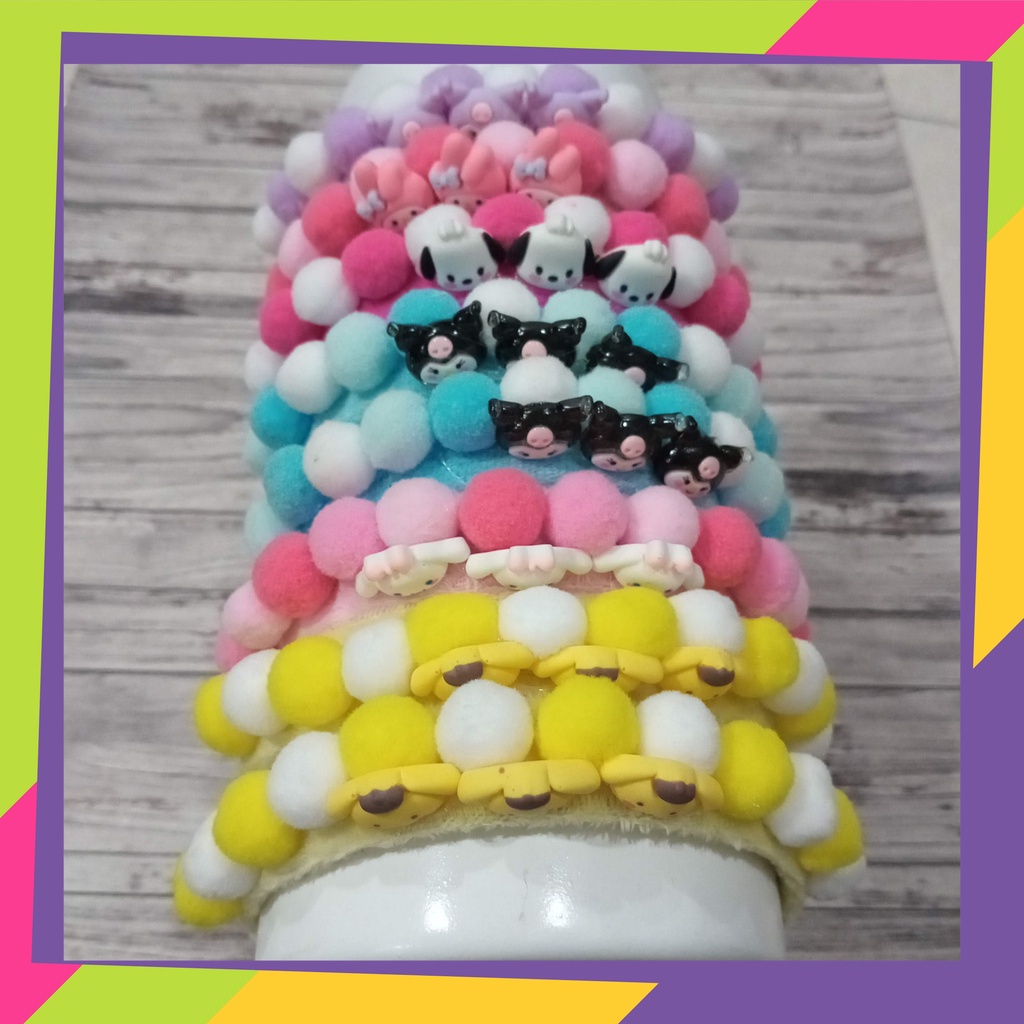 5073 / Bando pompom lucu karakter sanrio / bandana pompom cantik model korea