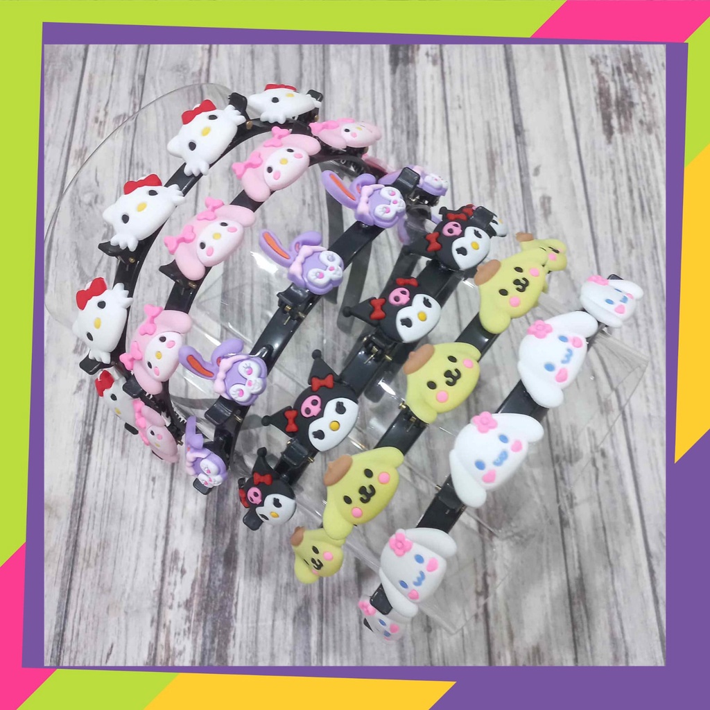 5084 / Bando jepit rambut 2 in 1 dewasa &amp; anak / Jepit rambut pola karaktersanrio