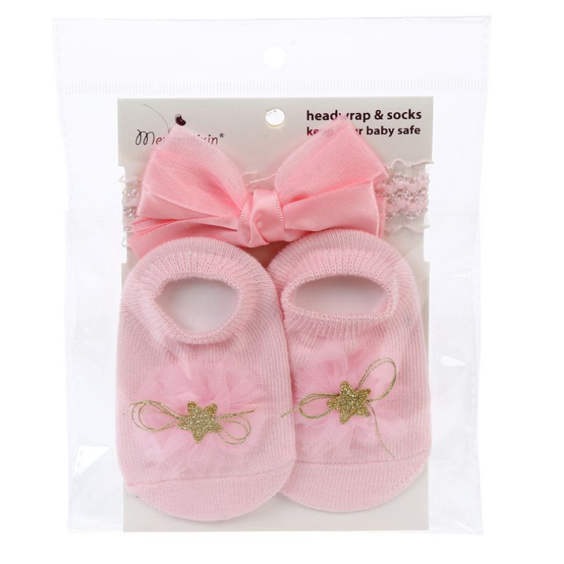 (pimenova) set kaoskaki dan bandana bayi bandana set baby headband baby socks