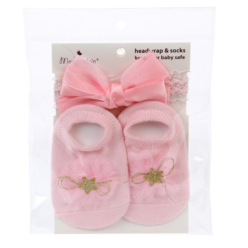 (pimenova) set kaoskaki dan bandana bayi bandana set baby headband baby socks