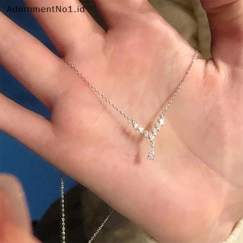 [AdornmentNo1] Shinny berlian imitasi rumbai kalung Ins cahaya sederhana semua pertandingan kalung temperamen Exquisite rantai klavikula perhiasan gadis