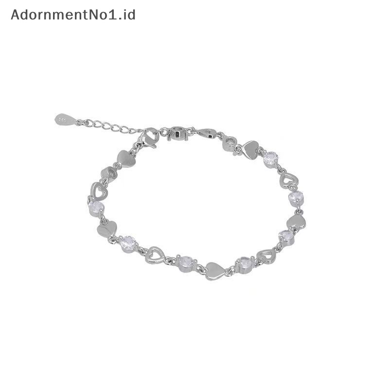 [AdornmentNo1] Korea Fashion Shiny Zircon gelang untuk wanita gadis berkilau Hollow hati halus elegan rantai gelang pesta perhiasan hadiah