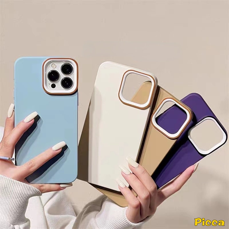 Ins Luxury Macaron Candy Color Case Kompatibel Untuk IPhone 11xr 7Plus 11 14 13 12 Pro MAX 8Plus 6 6S 7 8 Plus X XS MAX SE 2020warna Solid Menebal Shockproof Simple Cover