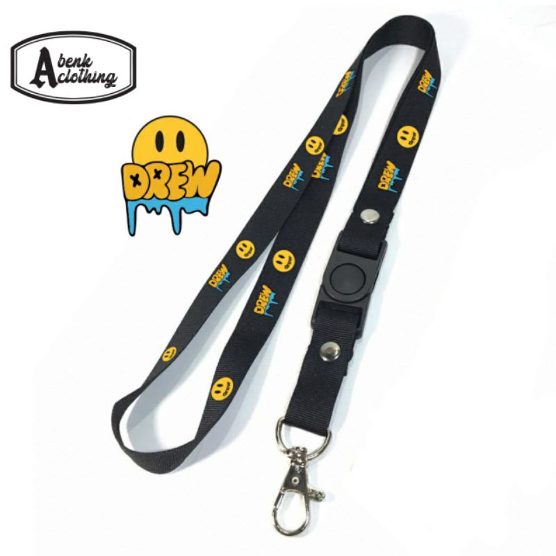 

Gantungan kunci DISTRO DREW HOUSE JUSTIN BIEBER tali lanyard brand distro gantungan leher id card name tag hitam