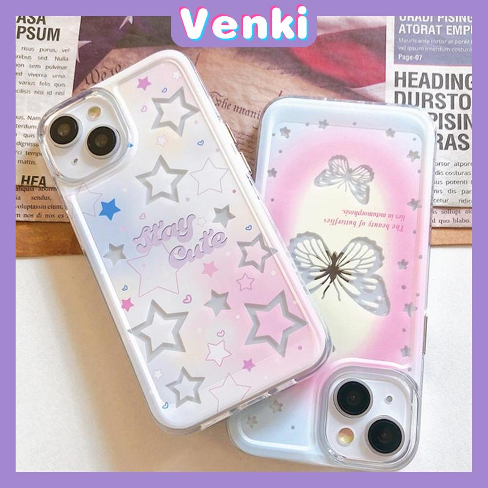 VENKI - Untuk iPhone 11 iPhone Case Bening Lubang Besar Space Case TPU Soft Shell Shockproof Protection Camera Kupu-kupu Sederhana Kompatibel dengan iPhone 14 13 Pro max 12 Pro Max 11 xr xs 7