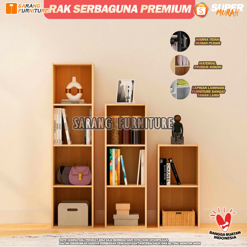 RAK BUKU SERBAGUNA SUSUN 4 KAYU RAK MINIMALIS RAK SERBAGUNA KAYU RAK SERBAGUNA PENGHEMAT TEMPAT