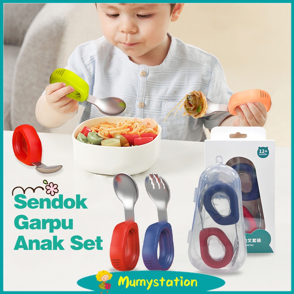 Mumystation Sendok Makan Anak Sendok Mpasi Bayi Stainless Steel Training Spoon Silikon Baby Sendok Belajar Makan Bayi