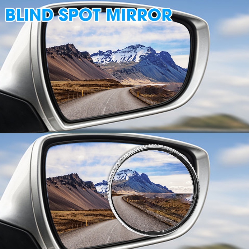 Kaca Spion Mobil Blind Spot 360derajat Adjustable/ Wide Angle Adjustable Cermin Bulat Kecil/ Rotasi Kaca Spion Tambahan Mundur