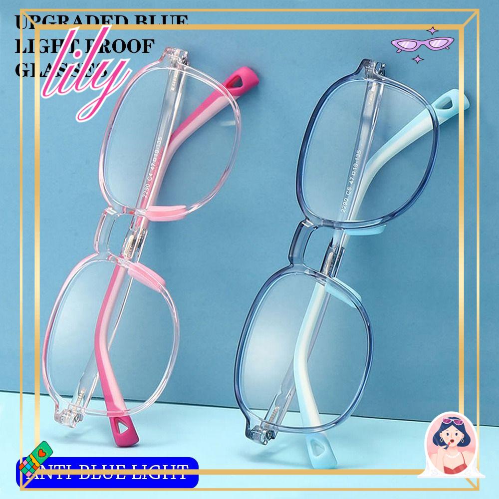 LILY Kacamata Nyaman, Kacamata Anak-Anak Kelas Online, TR90 Portabel Pelindung Mata Komputer Bingkai Ultra Ringan Untuk Anak Laki-Laki Perempuan
