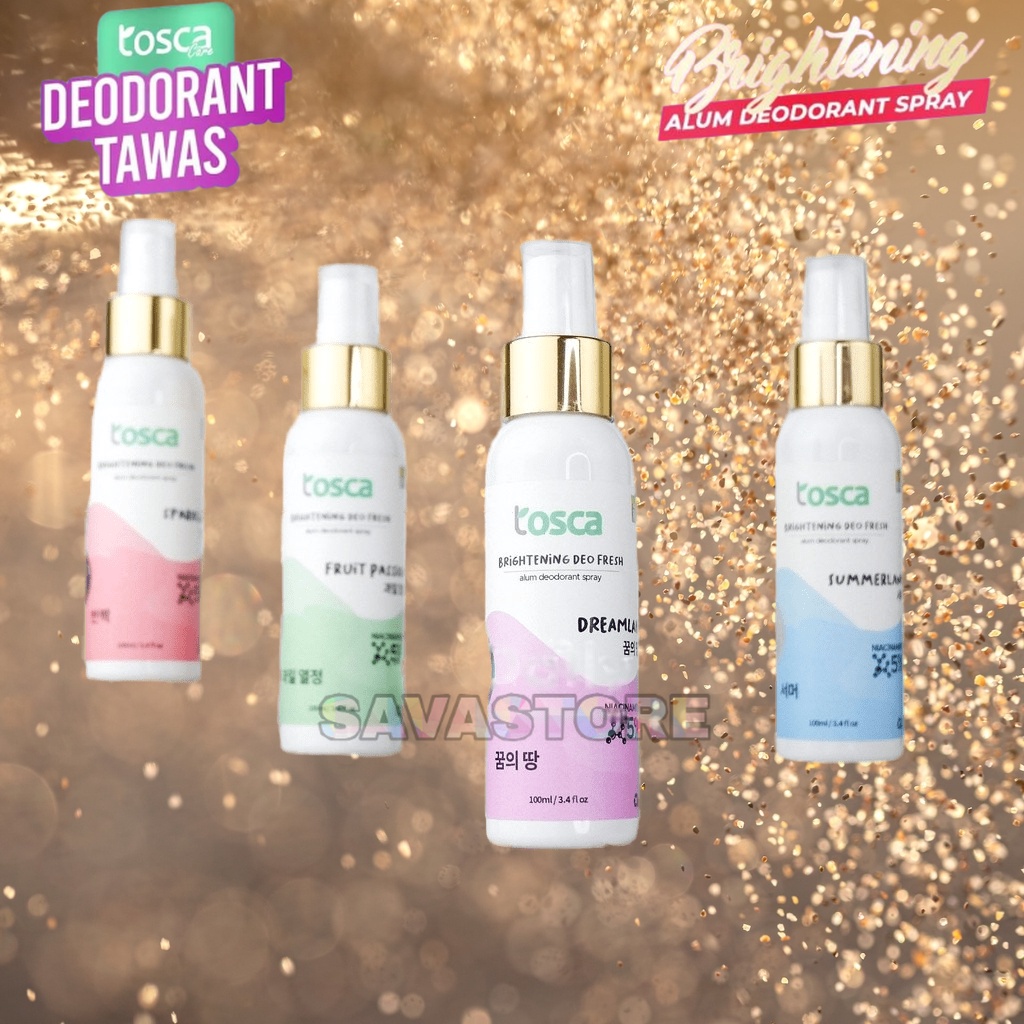 Tosca Brightening Deo Fresh Deodorant Spray 100ml (Deodorant Tawas-Niacinamide) Mencerahkan Ketiak dan Mencegah Bau Ketiak | PEMUTIH KETIAK