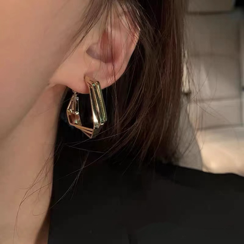 Anting Geometris Bahan Alloy Fashion Untuk Anak Perempuan