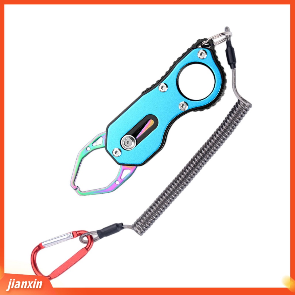 (In Stock) Enlarged Jaw Spring Design Fish Control Tang Dengan Carabiner Bibir Ikan Kecil Tang Pegangan Tangan Peralatan Angling