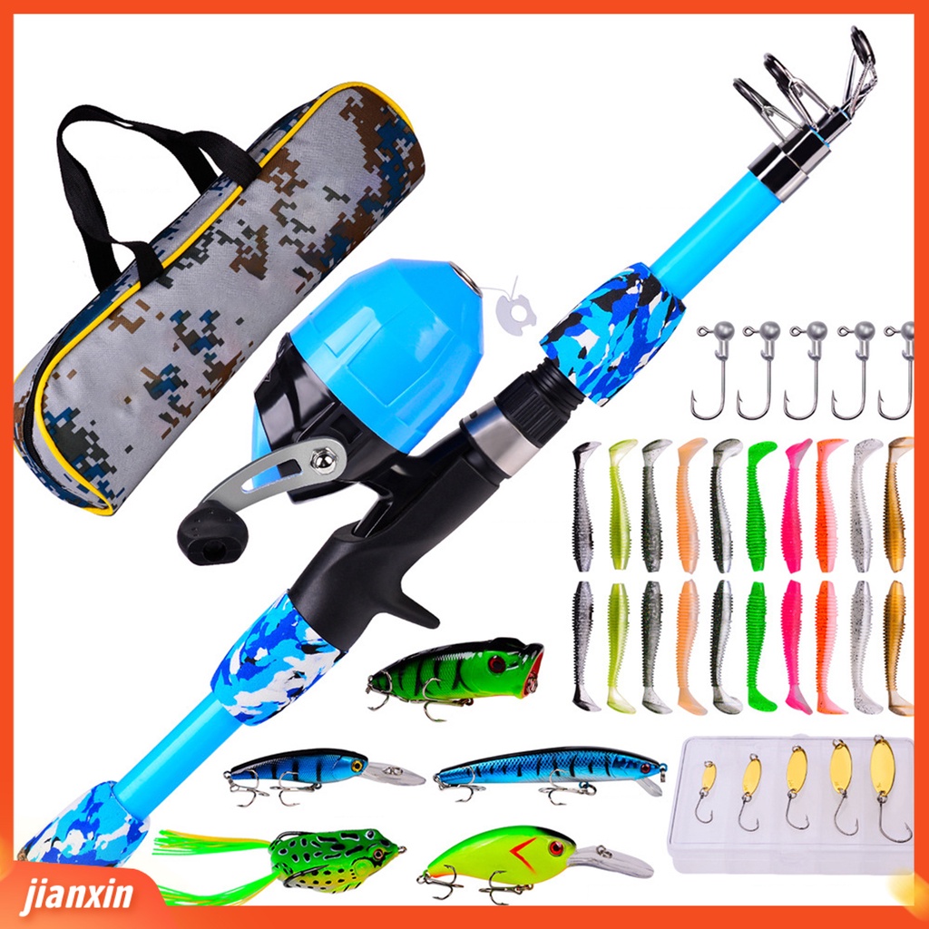 (In Stock) 38Pcs /Set Kit Kombinasi Kombo Gulungan Pancing Anak Portabel Untuk Pemula