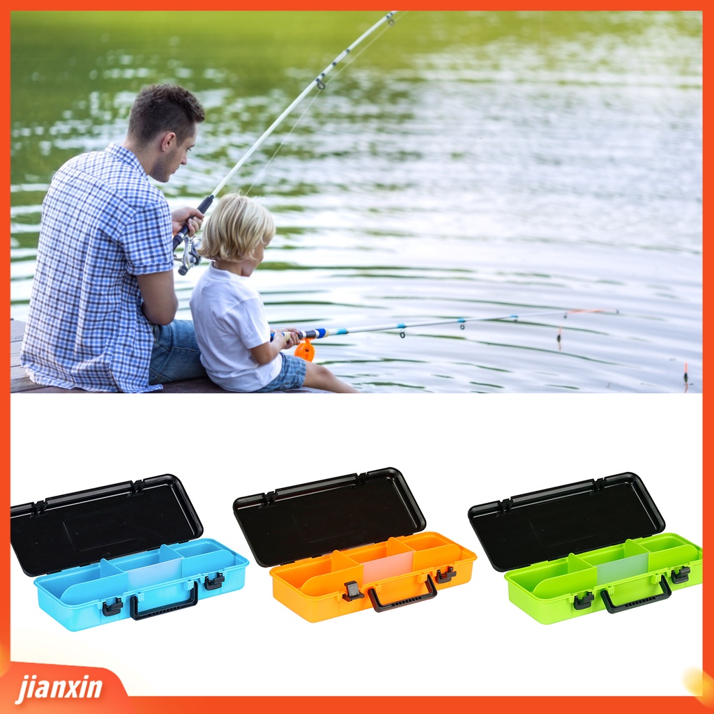 (In Stock) Fish Lure Organizer Kapasitas Besar 4grid PP Detachable Fishing Tackle Box Dengan Pegangan Untuk Memancing