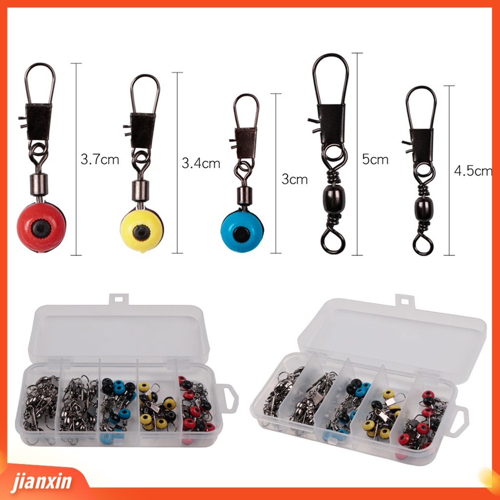 (In Stock) 50Pcs Snap Putar Konektor Pancing Garis Sinker Tackle Rolling Clip Dengan Kotak