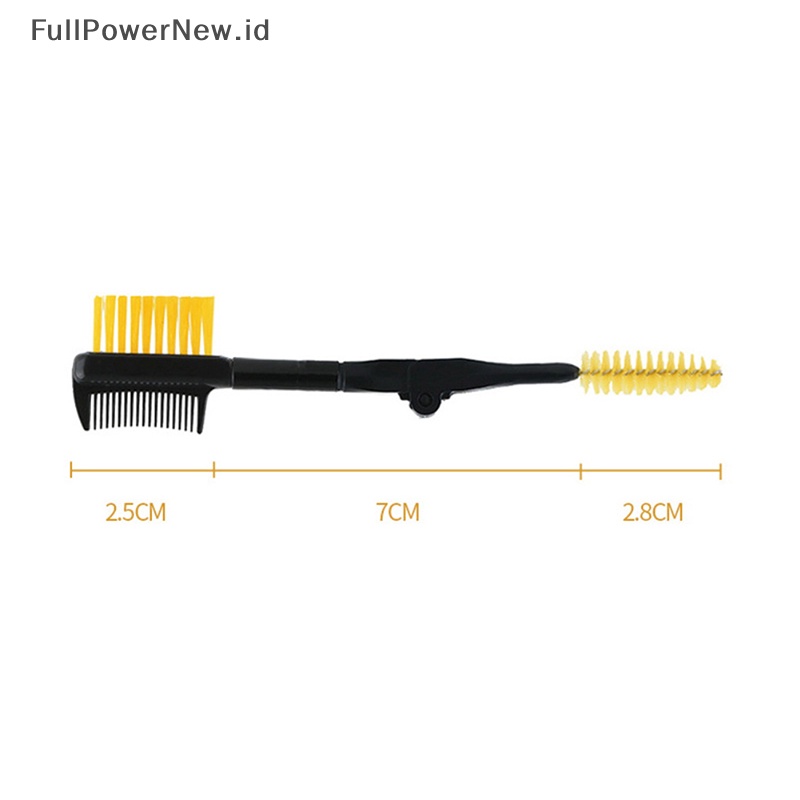 Power 2in1 Sisir Sikat Bulu Mata Sikat Bulu Mata Lipat Double-ended Dengan ID Bulat Aman