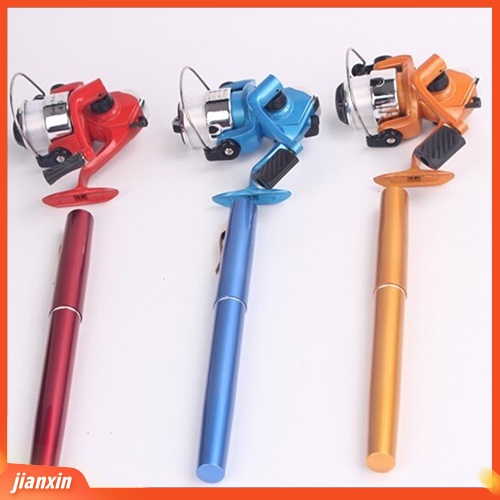 (In Stock) Tiang Tongkat Spinning Ikan Bentuk Pulpen Mini Teleskopik Dengan Gulungan Pancing