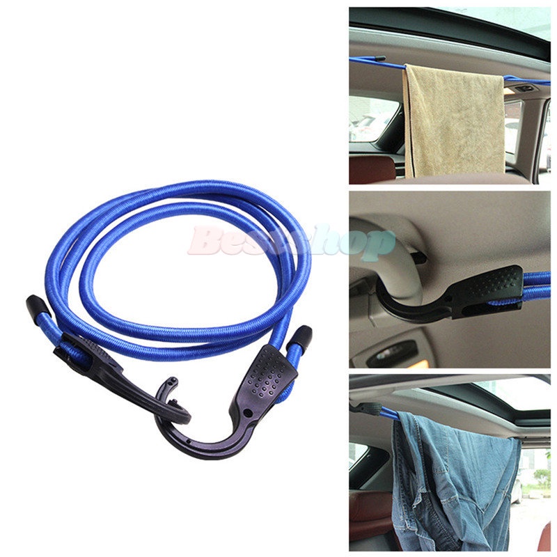 1.5m Tali Elastis Adjustable Tension Belt Bagasi Mobil Tali Bagasi Tali Pengikat Koper Perjalanan Luar Ruangan Jemuran Tensioning Sabuk Gantungan Baju Aksesoris Interior