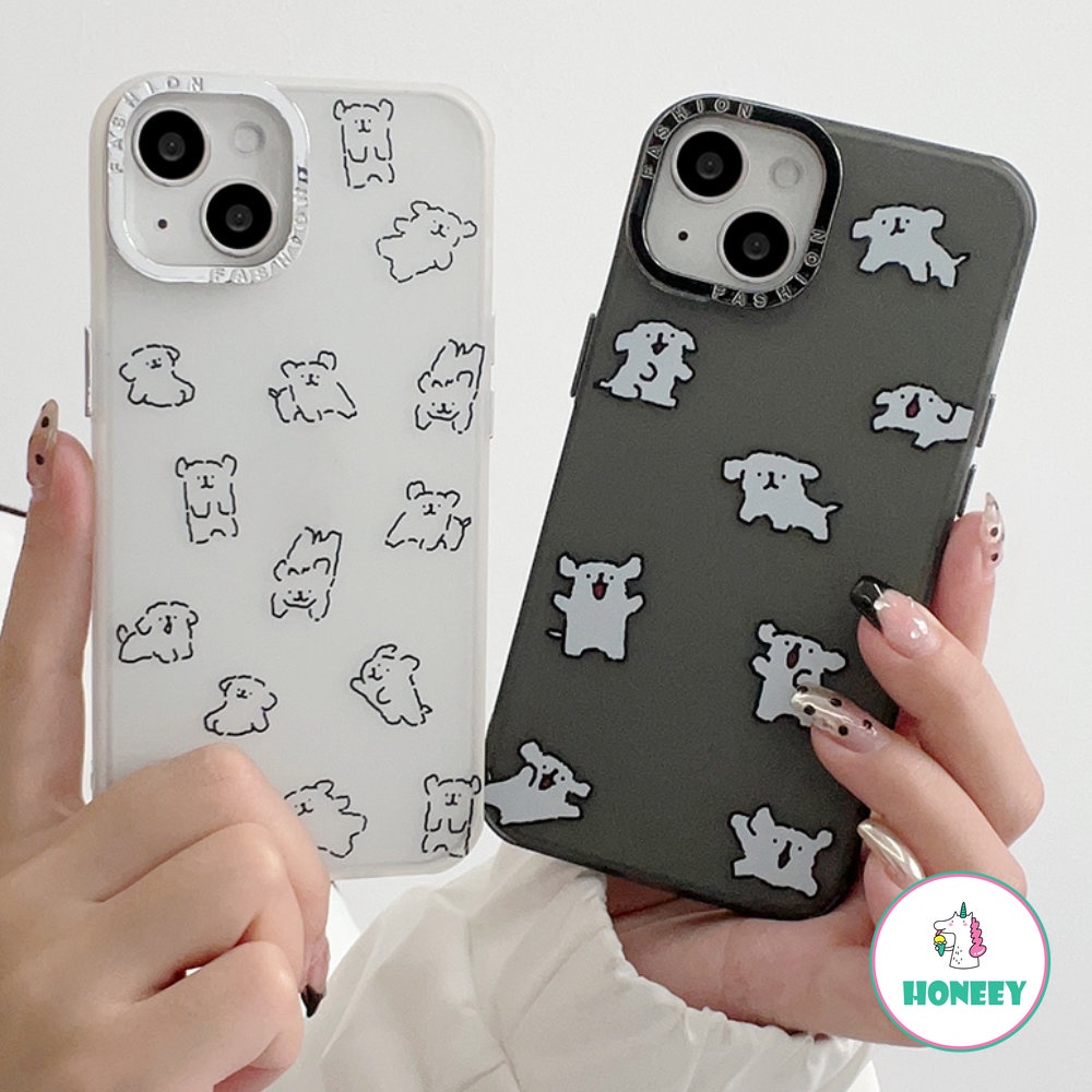 IPHONE Casing Ponsel Puppy Jumping Putih Sederhana Kompatibel Untuk Iphone14 13 12 11 Pro Max XR XS 12pro 13pro 7 8Plus Matte Shockproof Cover