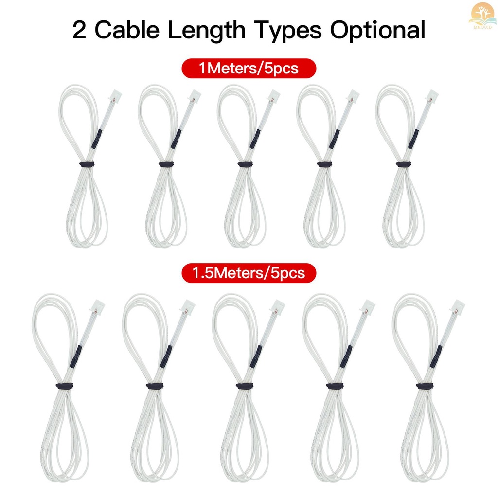 In Stock 3D Printer NTC3950 Thermistors Temp Sensor NTC3950 100K ohm Kompatibel Untuk Creality Ender3 Anycubic Mega 3D Printer Heatbed Atau Hot End Extruder 1Meter (39.3in) 5PCS