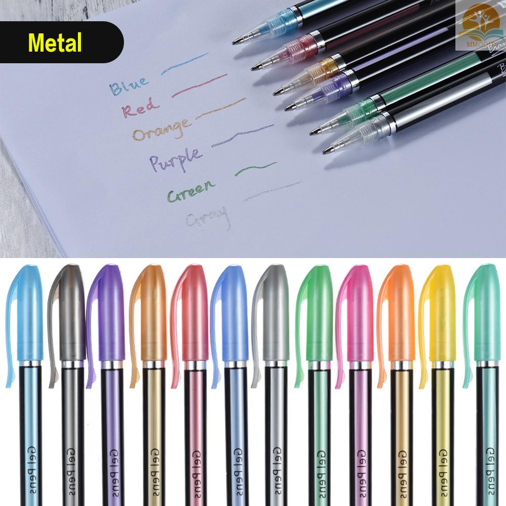 In Stock 48warna Pulpen Gel Termasuk Glitter/ Neon/Guas/ Bolpen Logam Menandai Gambar Highlight Untuk Pelajar Buku Mewarnai