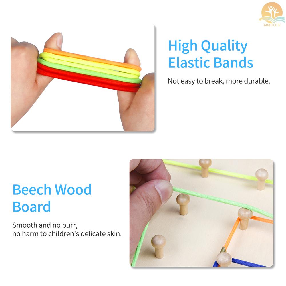 In Stock Papan Geoboard Kayu Bahan Manipulatif Matematika 5x5 Array Geo Board Dengan Pita Elastis Pola Kartu Papan Perontok Grafis Montessori Edukasi Belajar Mainan Hadiah fo