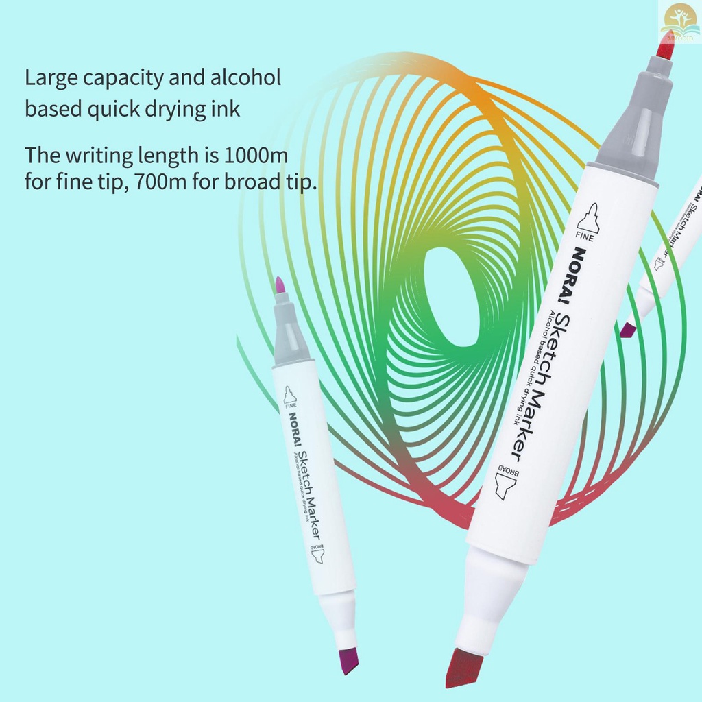 In Stock 40warna Spidol Alkohol Set Double Tipped Colored Bolpen Penanda Seni Titik Halus Dikemas Tas Kain Untuk Anak-Anak Dewasa Mewarnai Gambar Ilustrasi Sketsa Artis