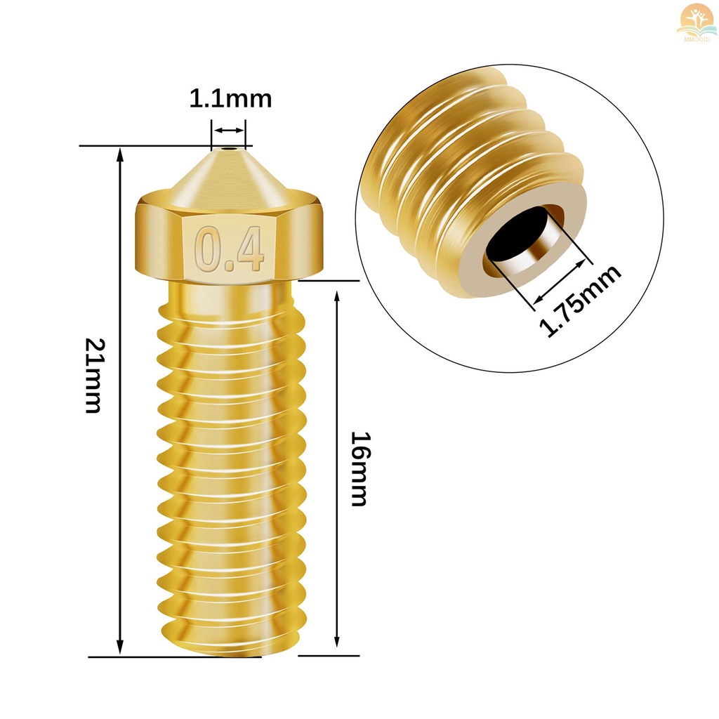 In Stock 3D Printer Parts Extruder Nozzle Kuningan Tembaga Hotend Volcano Nozzle 30PCS 0.2/0.3 /0.4 /0.6 /0.8 /1.0mm Untuk Creality CR-6 SE 3D Printer 1.75mm Filament 6PCS Cleaning Needles