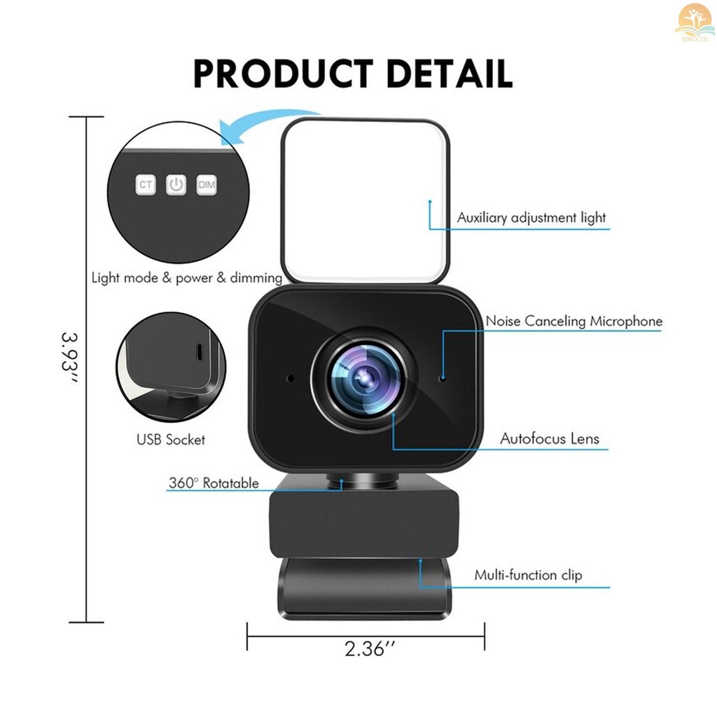 In Stock 1080P 2K Full HD Webcam AF Web Camera Built in Adjustable Light Auto Focus Microphone USB  Camera Plug and Play for PC Desktop Laptop Video Calling Conferencing Li